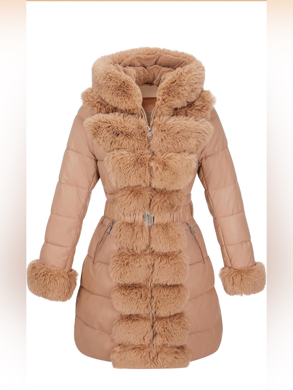 Risissida Women’s Faux Leather & Fur Bubble Coat